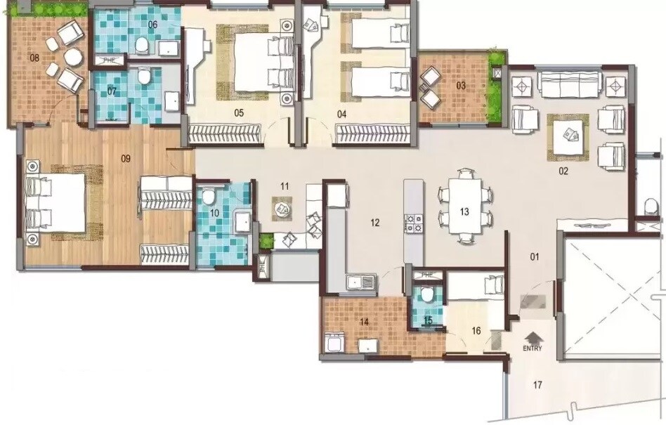 Floor plan of 3 BHK 2250 Sq. Ft. Apartment in G Corp The Icon, Bangalore