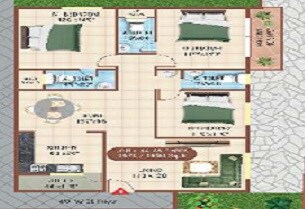 Floor plan of 2 BHK 1125 Sq. Ft. Apartment in G R Opal, Bangalore
