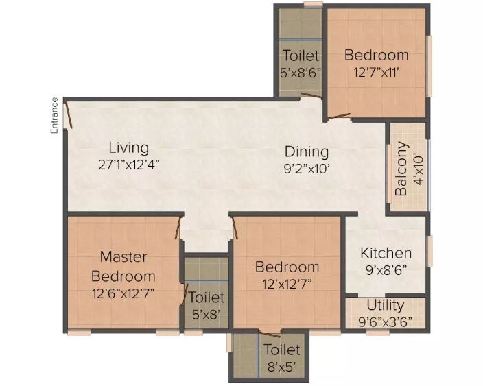 3 BHK 1665 Sq. Ft. Apartment