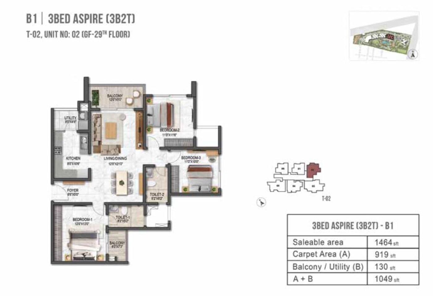 3 BHK 1464 Sq. Ft. Apartment