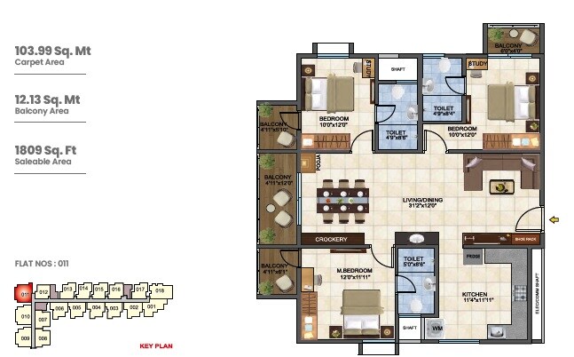 3 BHK 1809 Sq. Ft. Apartment
