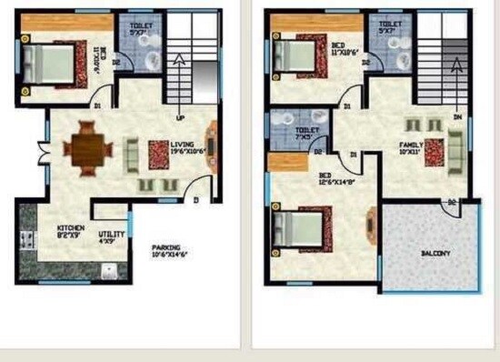 Floor plan of 3 BHK 1679 Sq. Ft. Villa in GE Global Green Apple, Bangalore