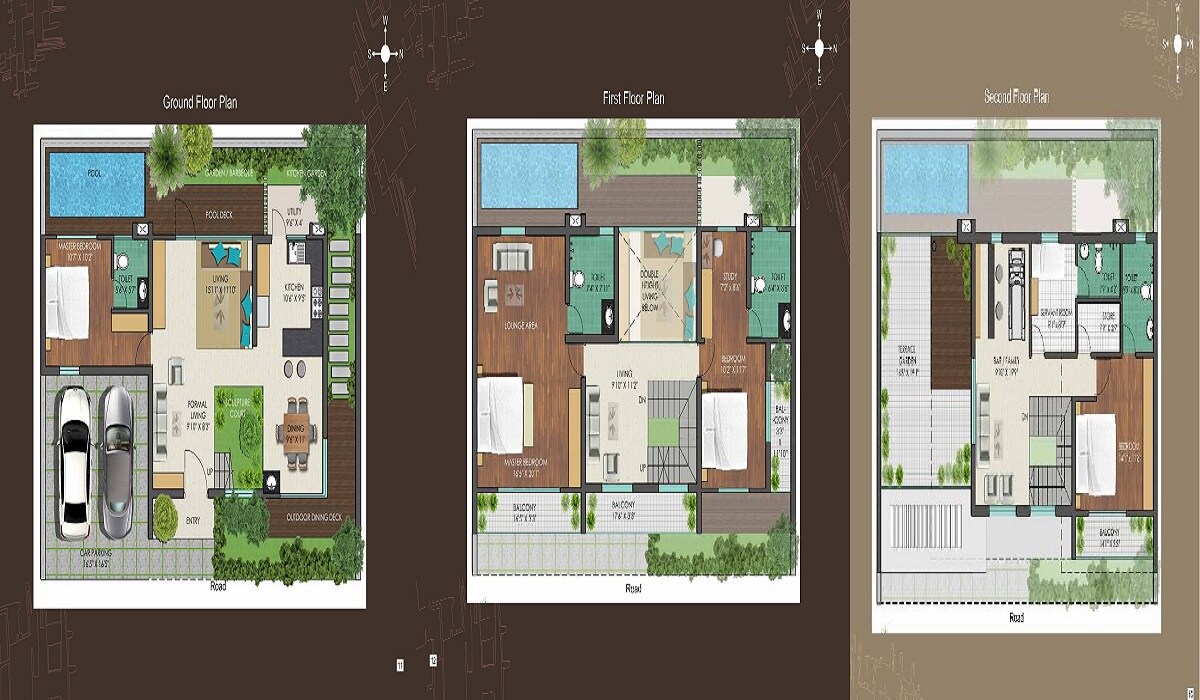 Floor plan of 3 BHK 1944 Sq. Ft. Villa in Geown Oasis, Bangalore