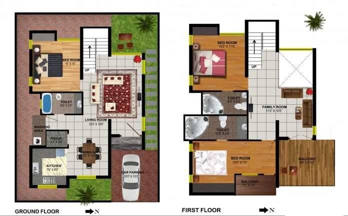 Floor plan of 3 BHK Villa - 1700 sq. ft. in Global Nallapa Grand, Bangalore