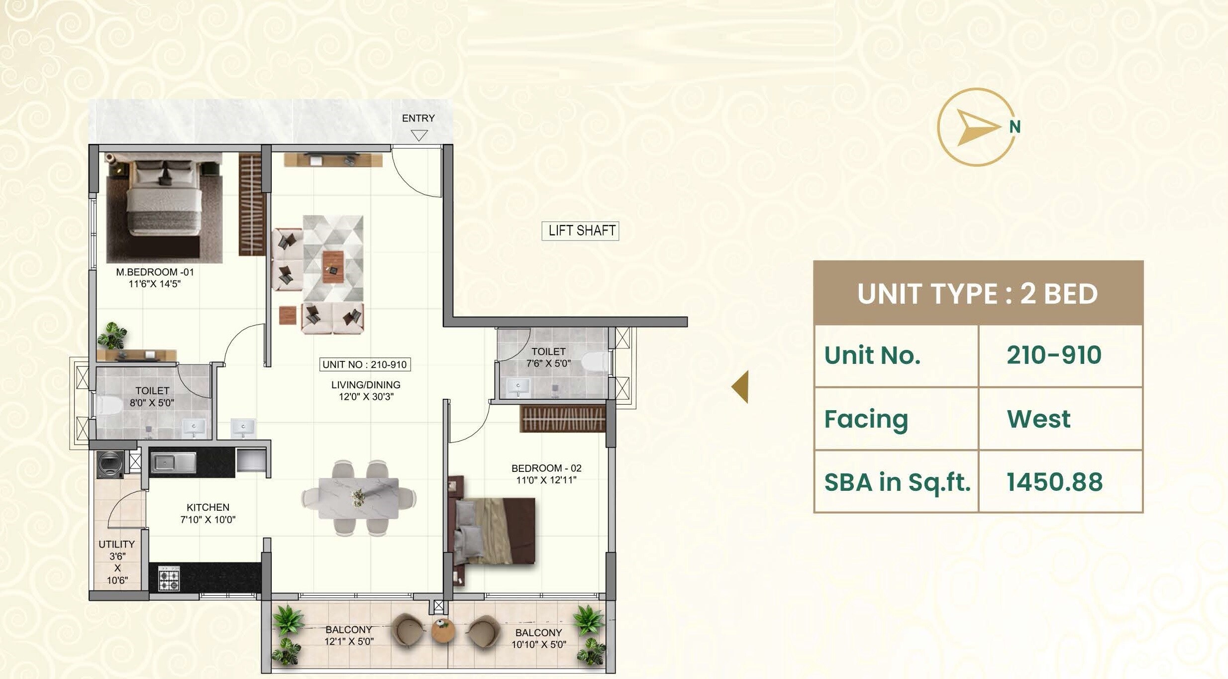 2 BHK 1451 Sq. Ft. Apartment