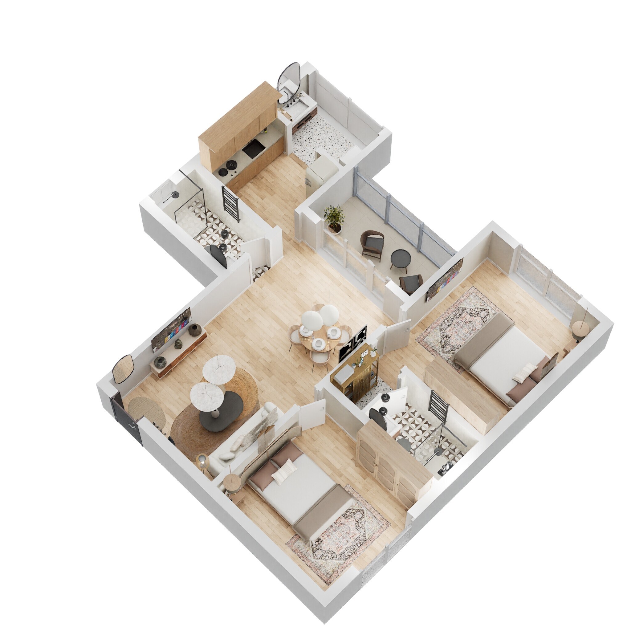 Floor plan of 2 BHK 1150 Sq. Ft. Apartment in GM Global Techies Town, Bangalore