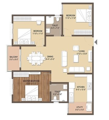  3 BHK Apartment at GM Global Techies Town, Electronic City Phase I – for Rent