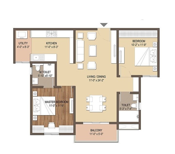 2 BHK 1150 Sq. Ft. Apartment