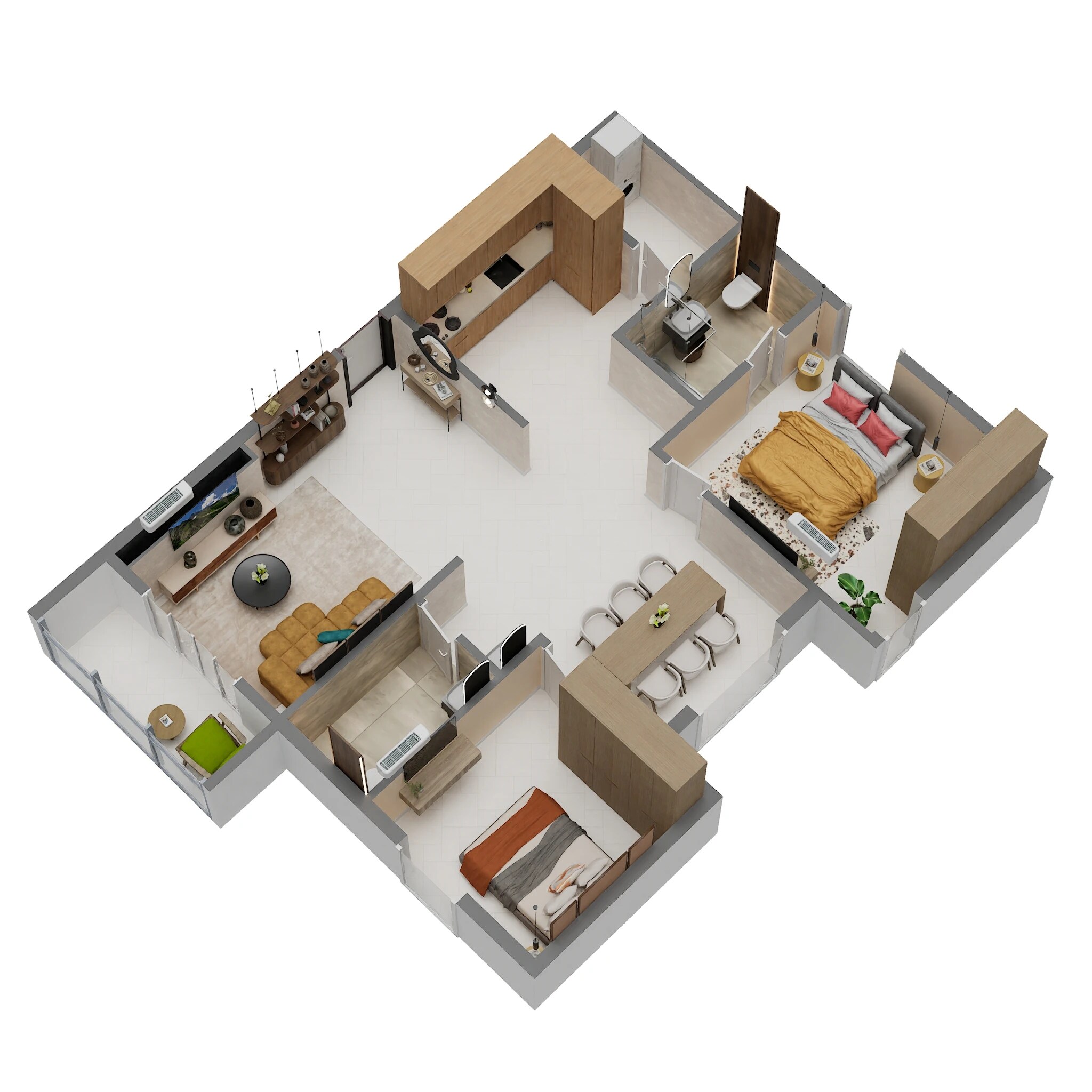 Floor plan of 2 BHK 1270 Sq. Ft. Apartment in GM Kamadhenu Heights, Bangalore