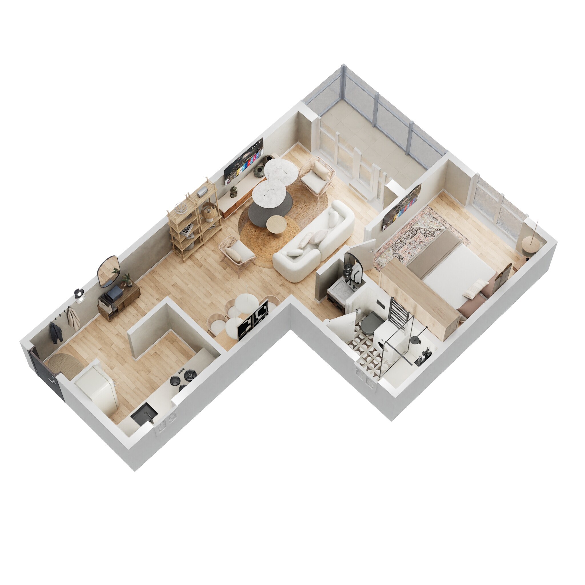 Floor plan of 1 BHK 721 Sq. Ft. Apartment in Godrej 24 Sarjapur, Bangalore