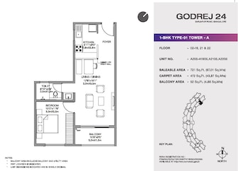 1 BHK Apartment For Resale in Godrej 24 Sarjapur Sarjapur Road Bangalore  7855528