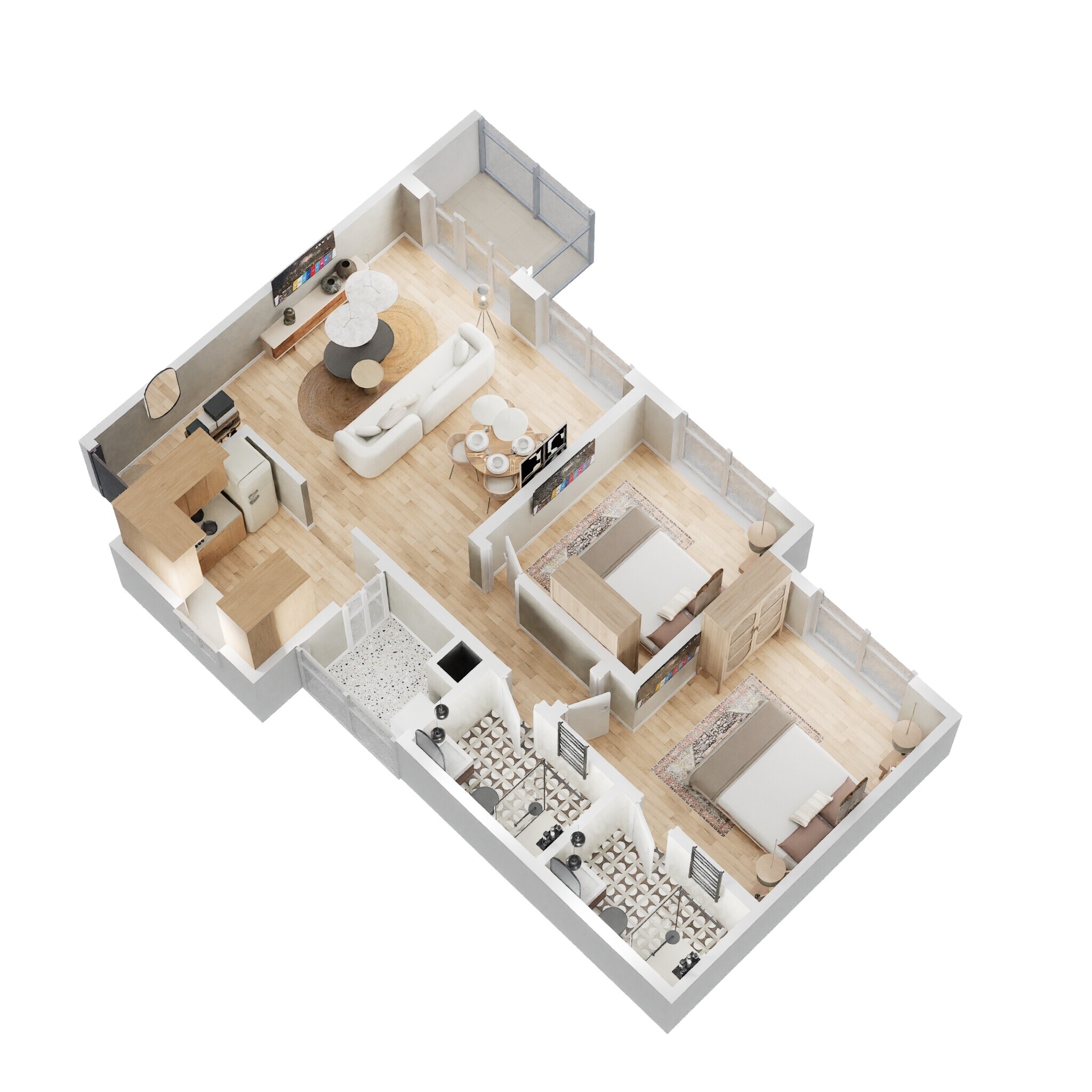 Floor plan of 2 BHK 1114 Sq. Ft. Apartment in Godrej 24 Sarjapur, Bangalore