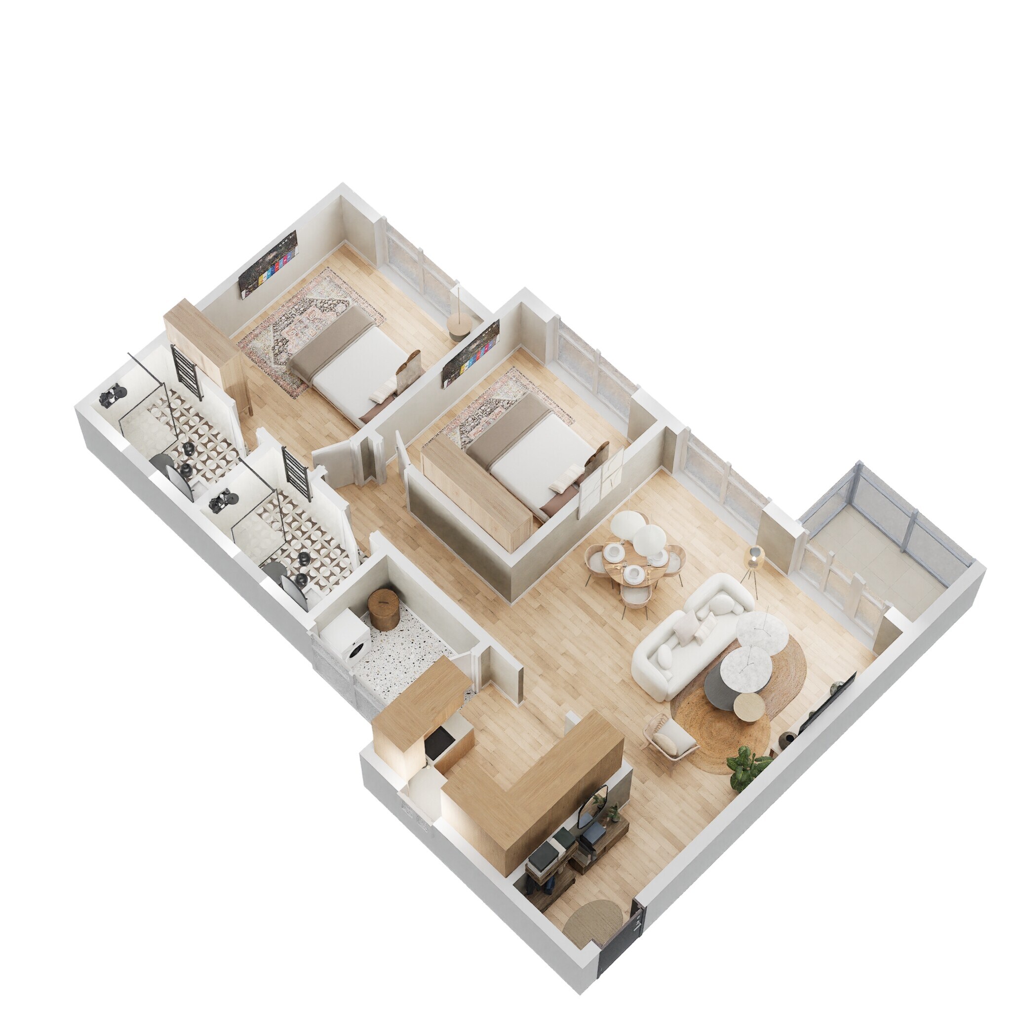 Floor plan of 2 BHK 1131 Sq. Ft. Apartment in Godrej 24 Sarjapur, Bangalore