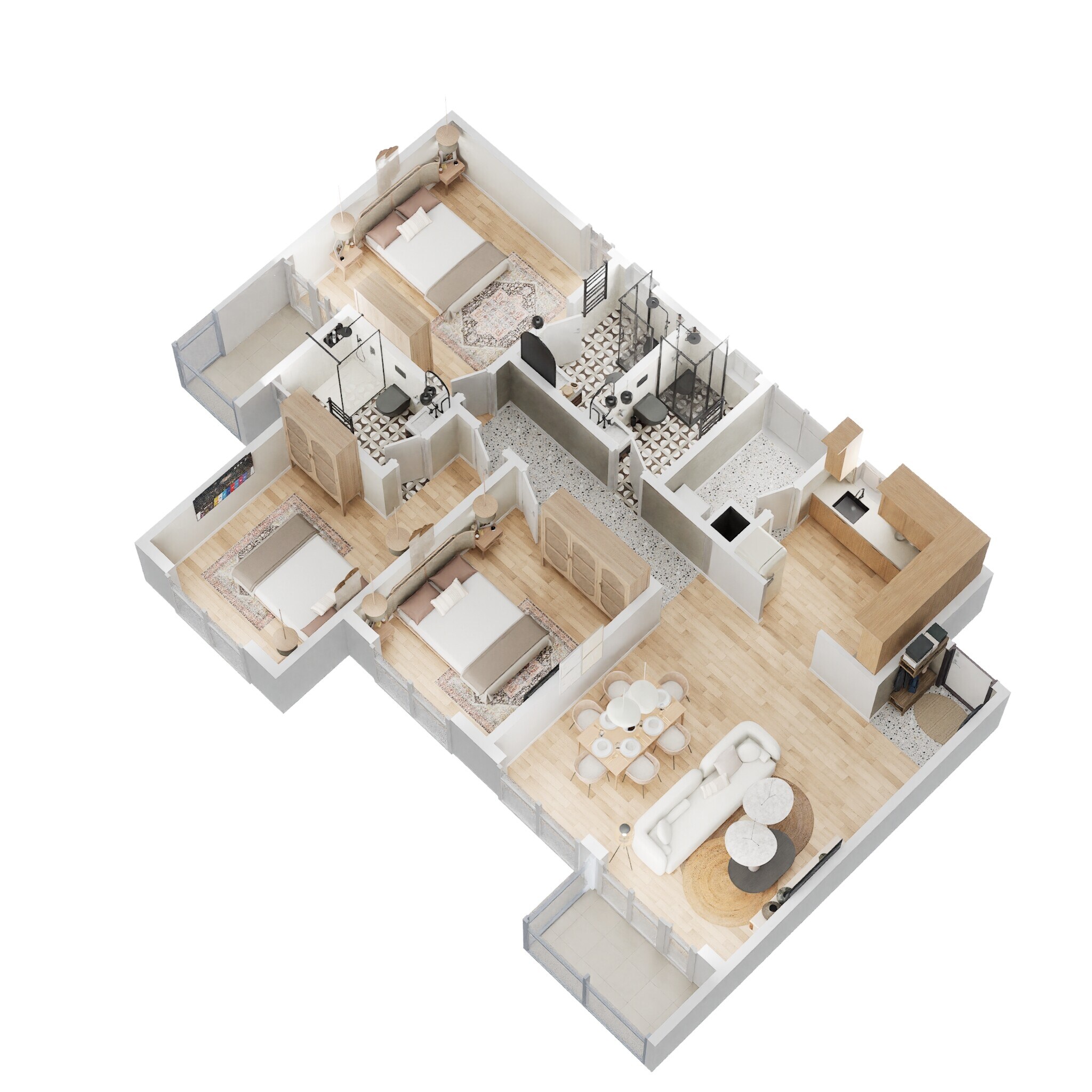 Floor plan of 3 BHK 1544 Sq. Ft. Apartment in Godrej 24 Sarjapur, Bangalore