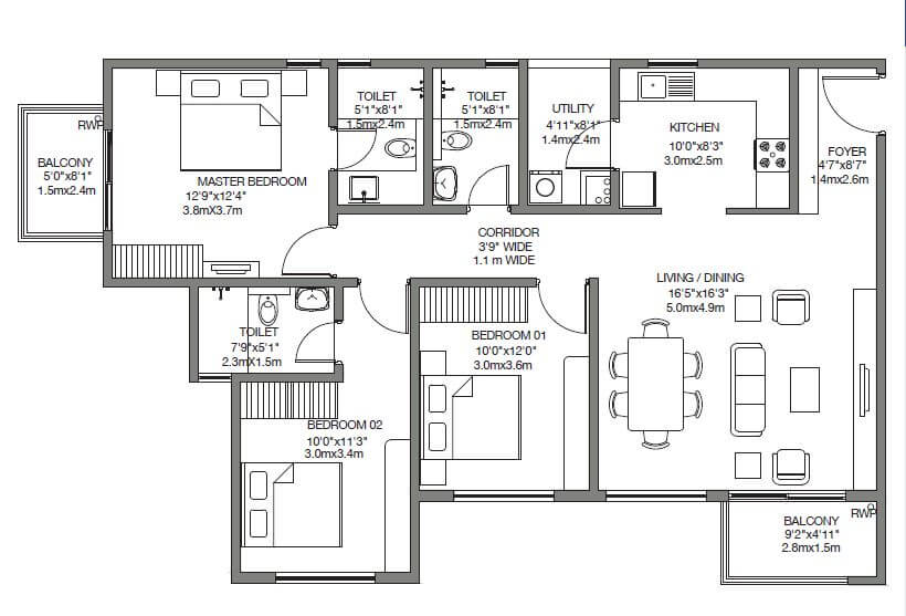 Other, godrej-24-sarjapur 3 Bedroom 1346 Sq.Ft. Apartment In Sarjapur Road Bangalore 9614104