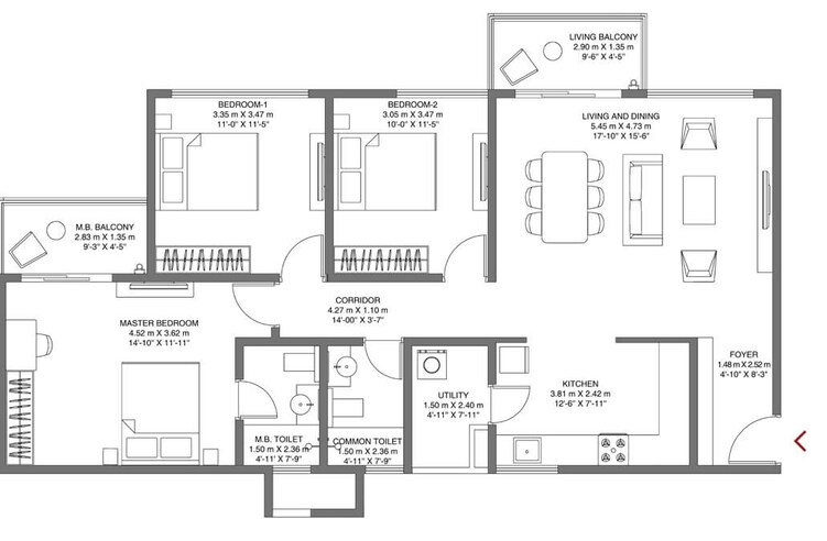 godrej air nxt apartment 3bhk 1028sqft 1