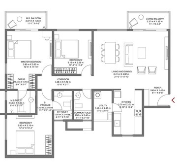  3 BHK Apartment at Godrej Air NXT, Whitefield – for Rent