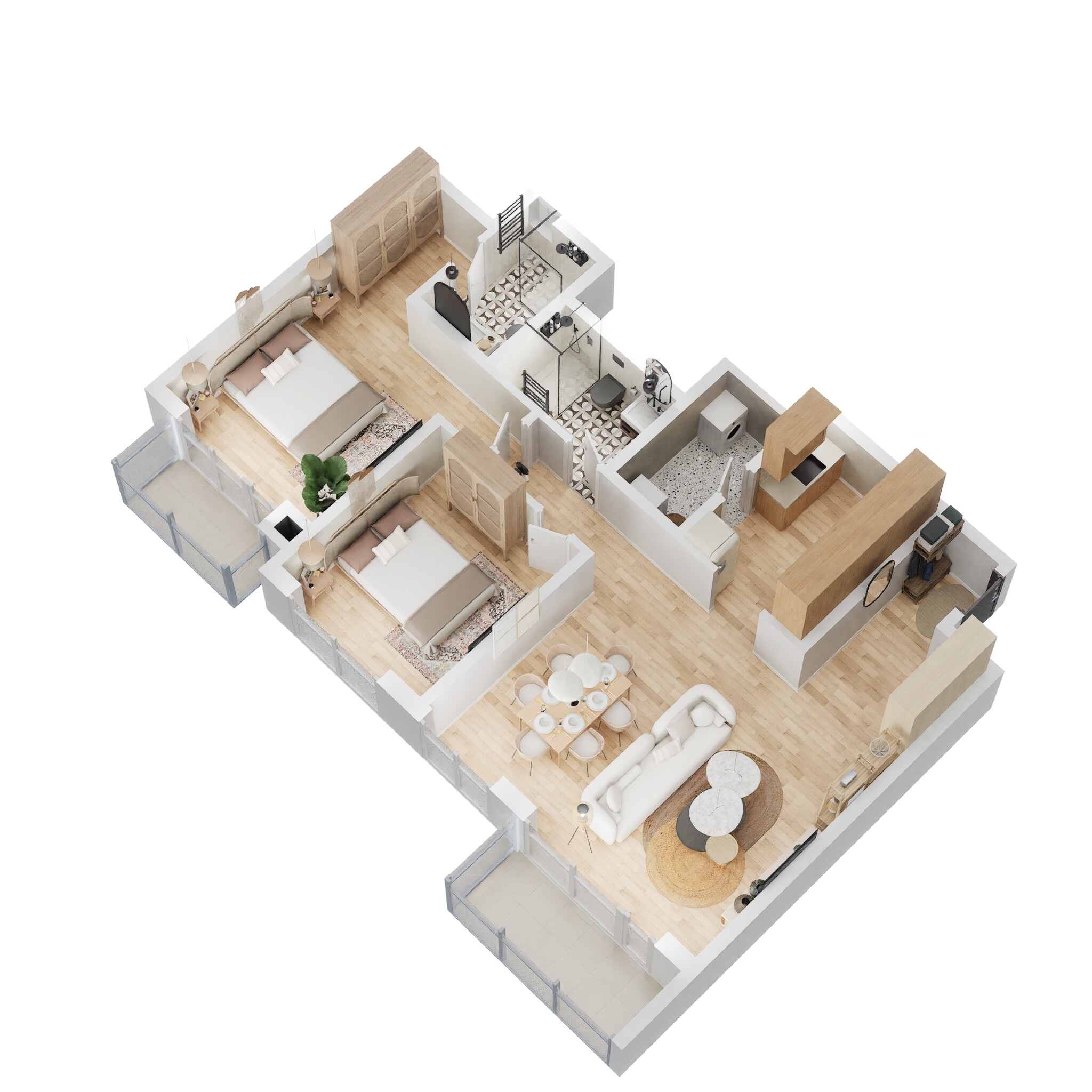 Floor plan of 2 BHK 1311 Sq. Ft. Apartment in Godrej Aqua, Bangalore