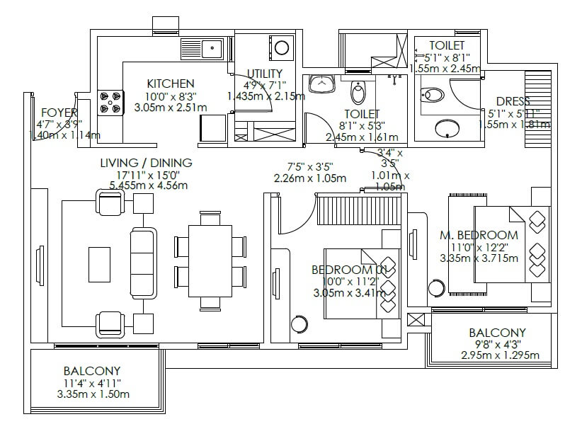  2 BHK Apartment at Godrej Aqua, International Airport Road – for Rent