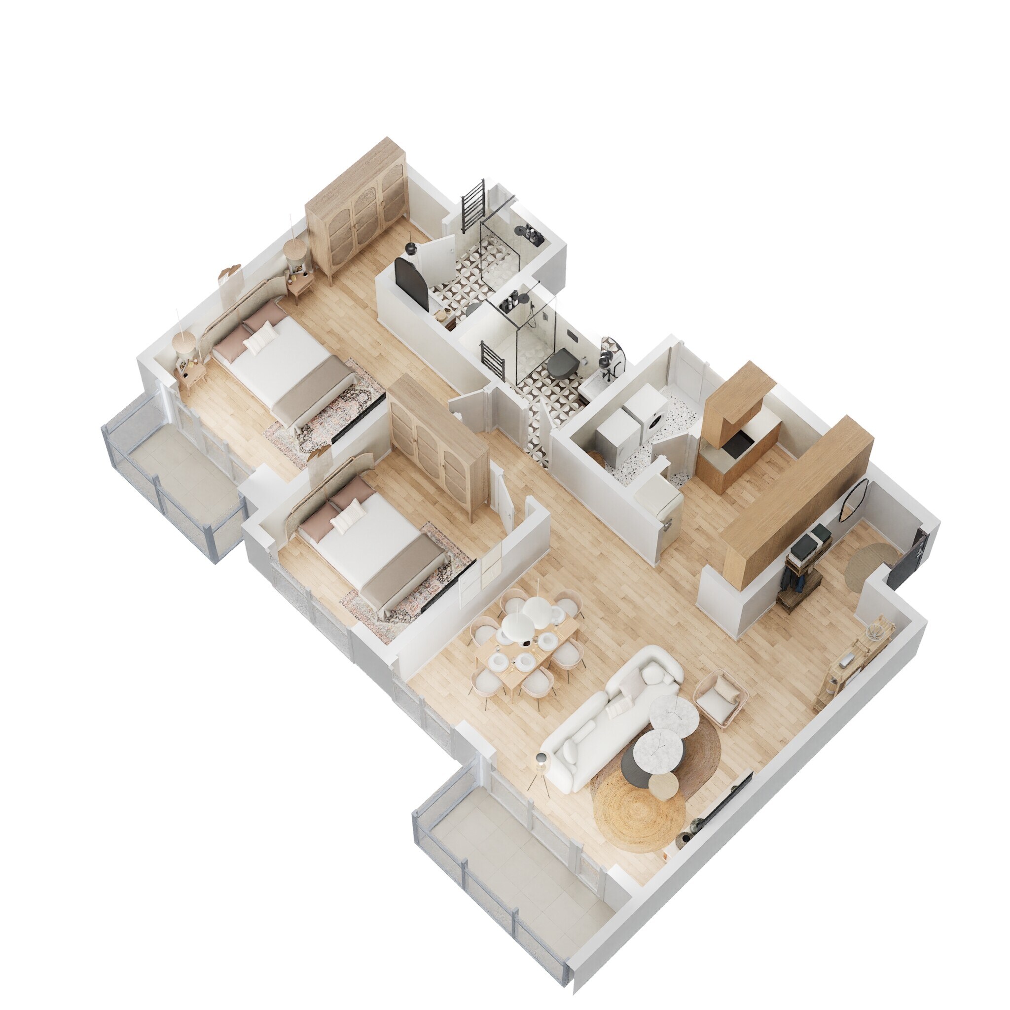 Floor plan of 2 BHK 1301 Sq. Ft. Apartment in Godrej Aqua, Bangalore