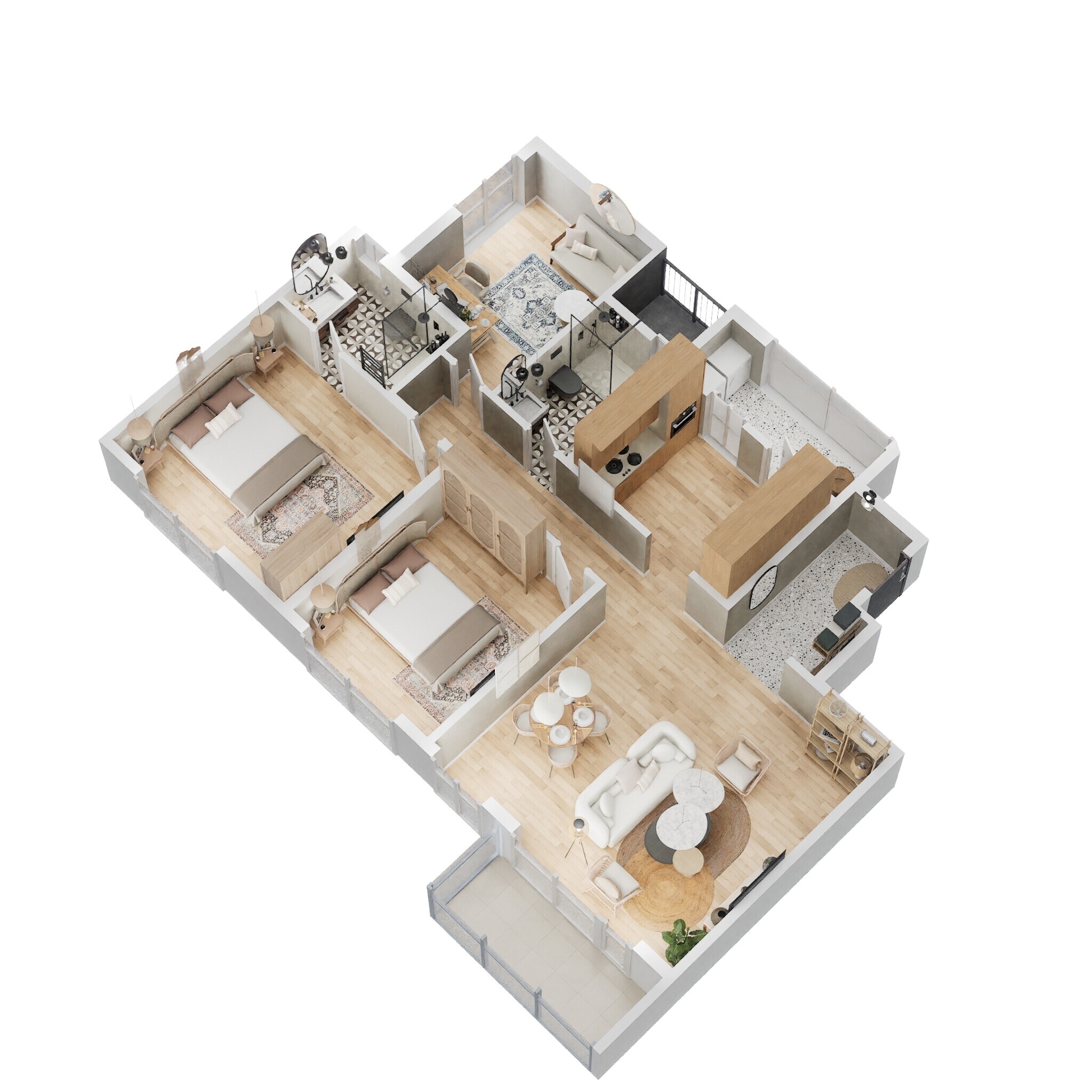 Floor plan of 3 BHK 1451 Sq. Ft. Apartment in Godrej Aqua, Bangalore