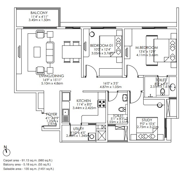  3 BHK Apartment at Godrej Aqua, International Airport Road – for Sale