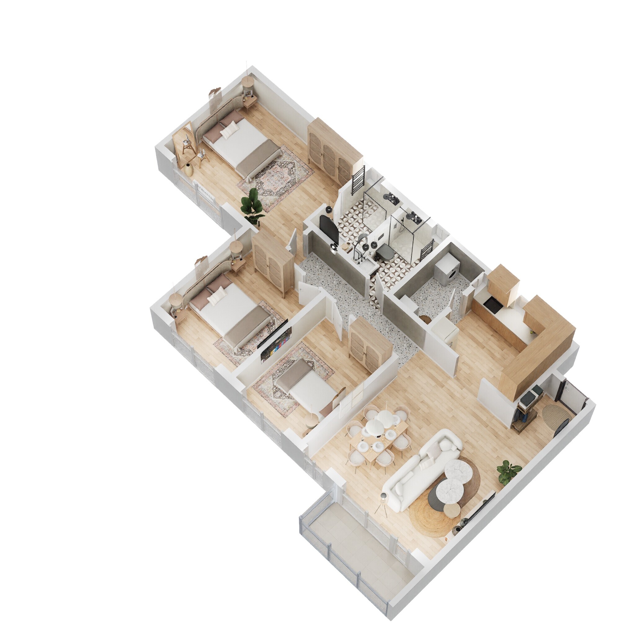 Floor plan of 3 BHK 1461 Sq. Ft. Apartment in Godrej Aqua, Bangalore
