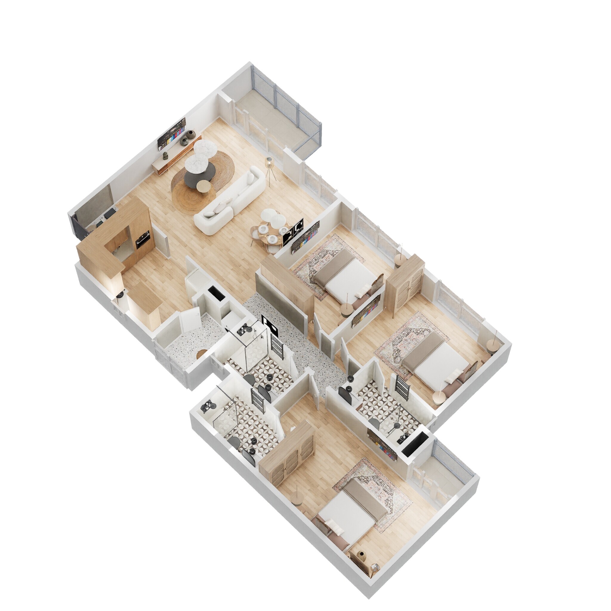 Floor plan of 3 BHK 1665 Sq. Ft. Apartment in Godrej Aqua, Bangalore