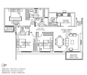  3 BHK Apartment at Godrej Aqua, International Airport Road – for Rent