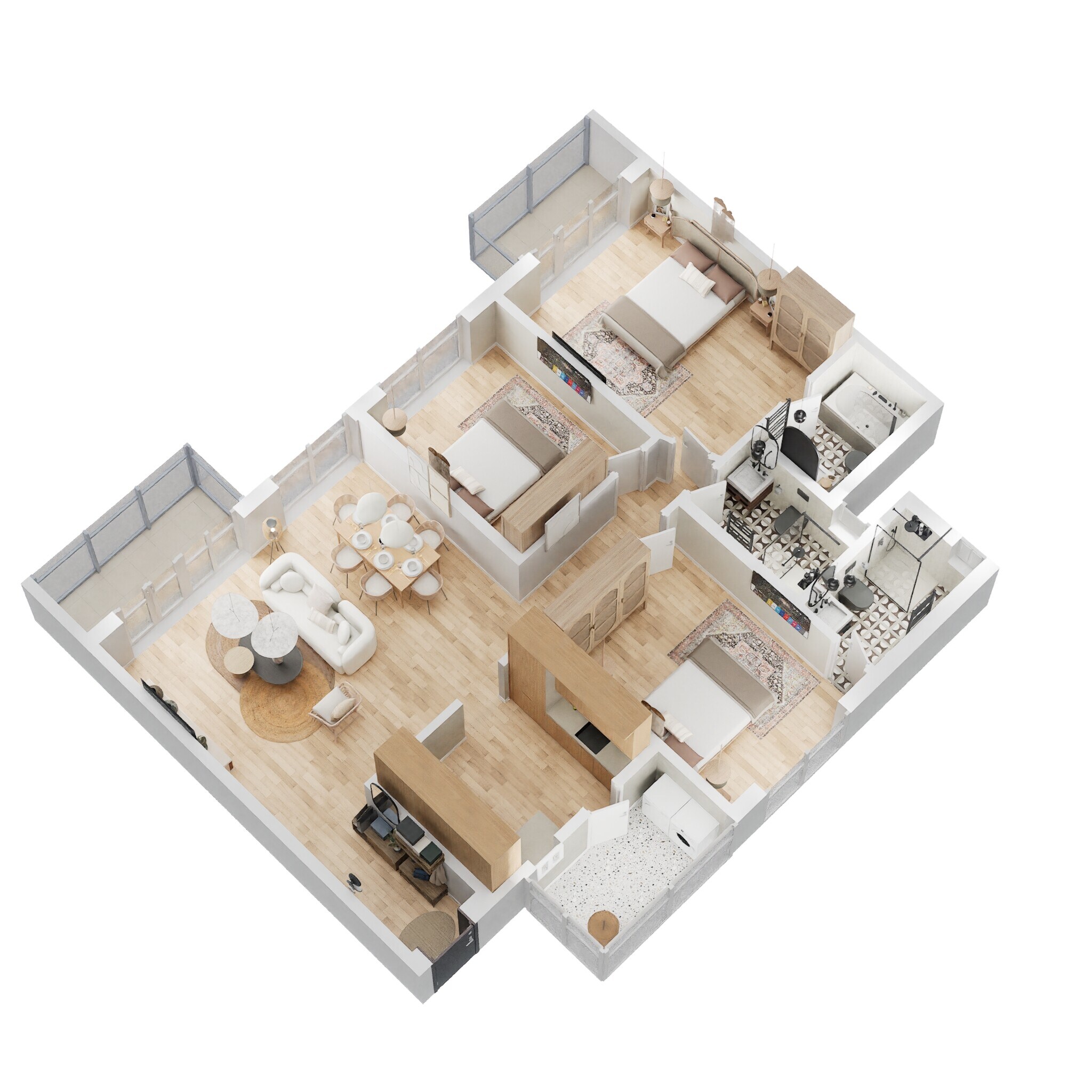 Floor plan of 3 BHK 1701 Sq. Ft. Apartment in Godrej Aqua, Bangalore