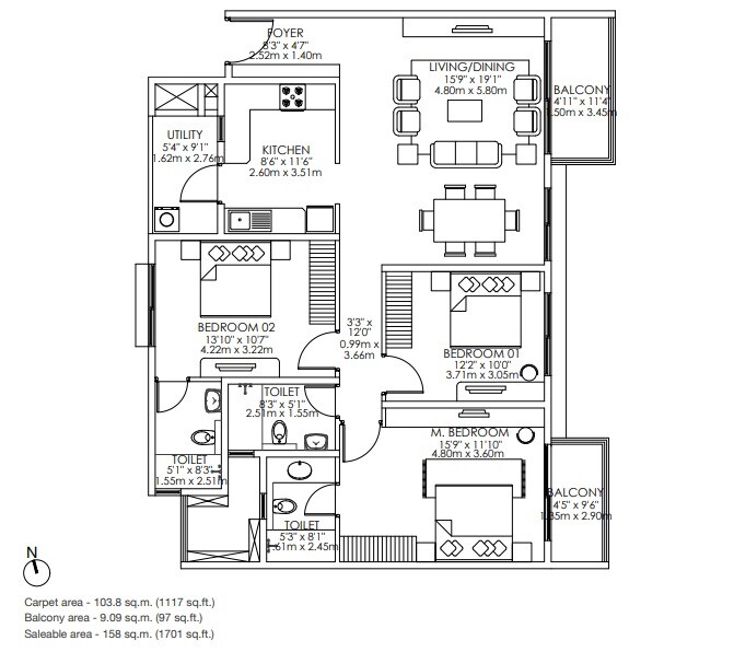  3 BHK Apartment at Godrej Aqua, International Airport Road – for Sale