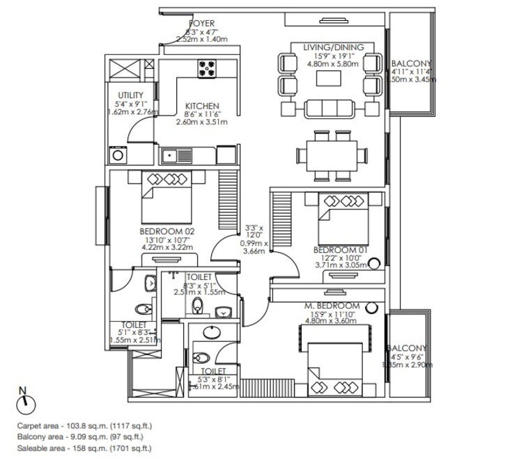 Other, godrej-aqua 3 Bedroom 1701 Sq.Ft. Apartment In International Airport Road Bangalore 8737318