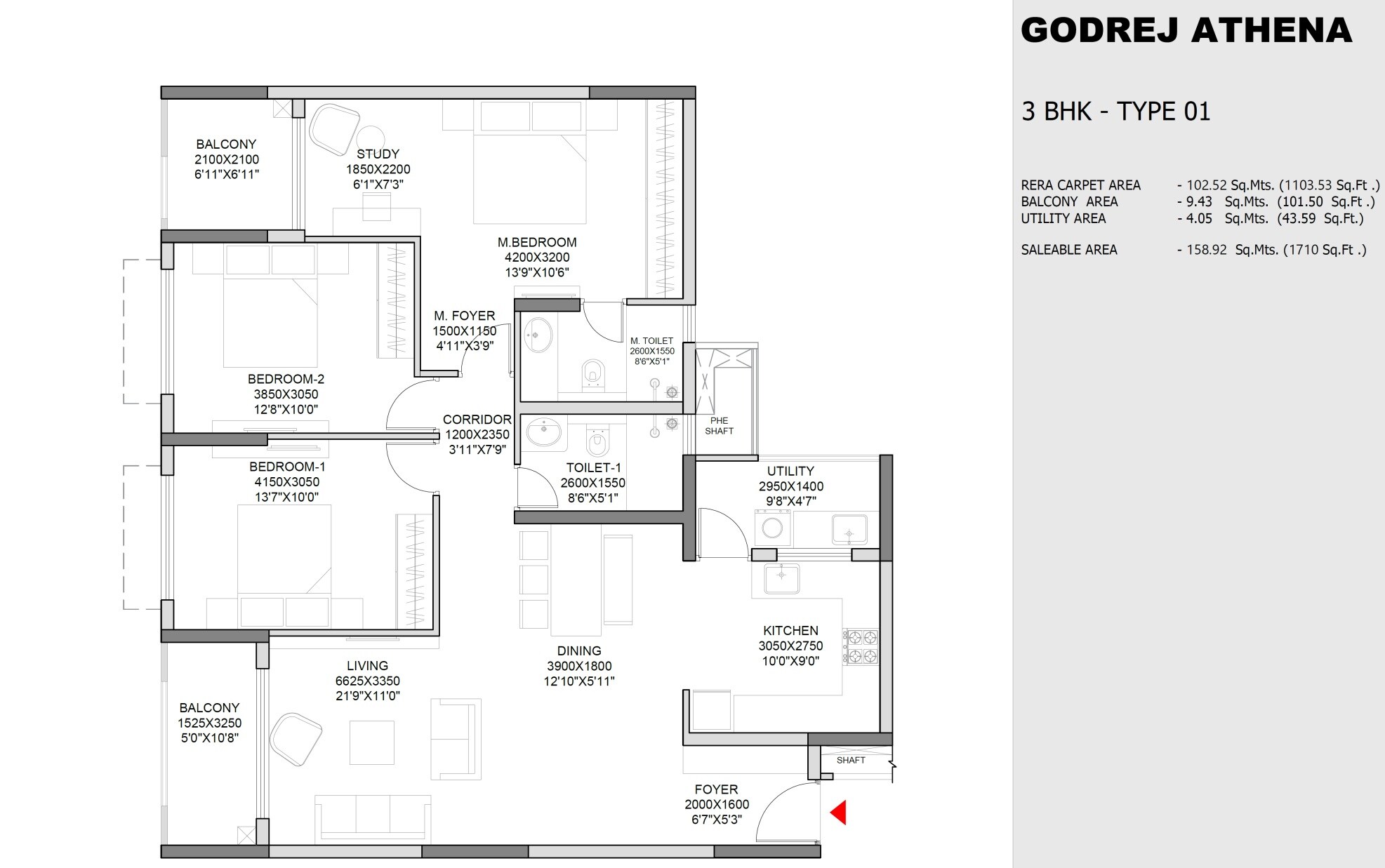 Other, godrej-athena 3 Bedroom 1710 Sq.Ft. Apartment In Indiranagar Bangalore 8654320