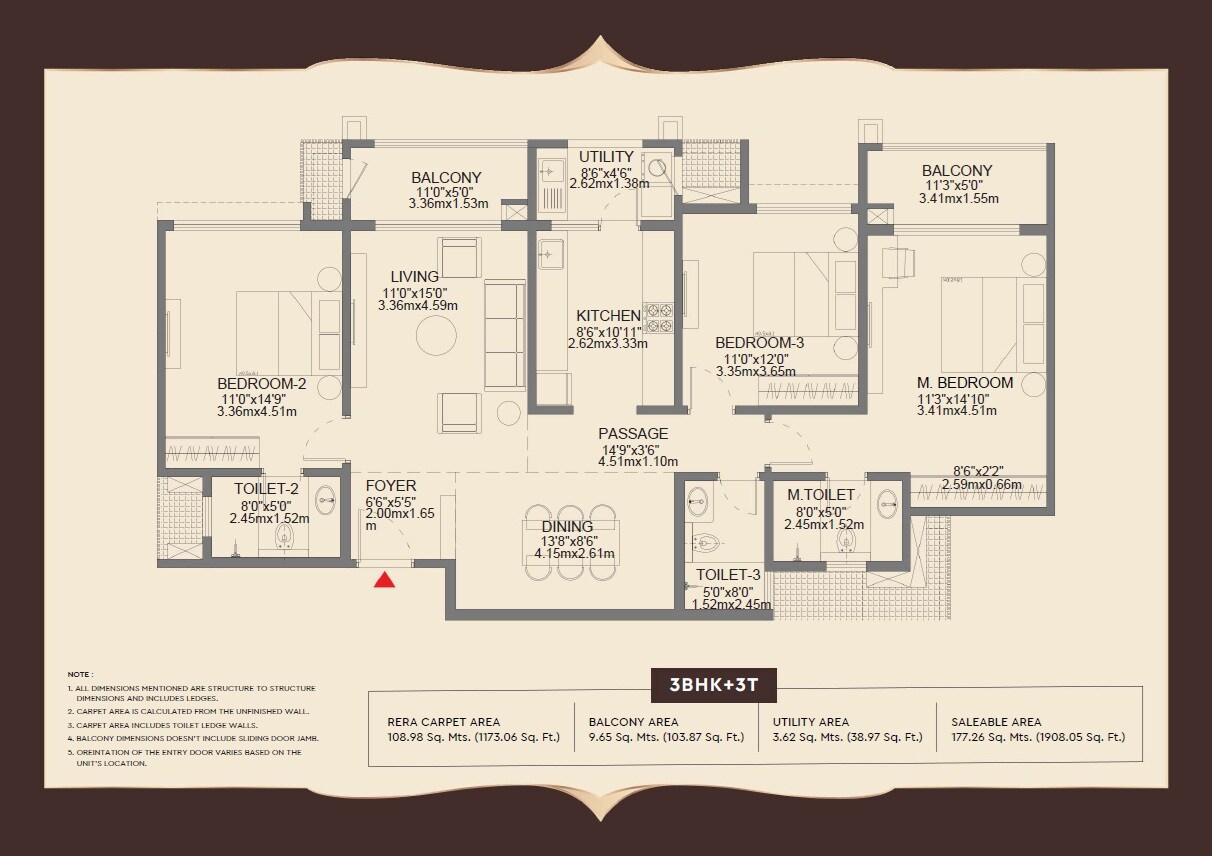 3 BHK 1908 Sq. Ft. Apartment
