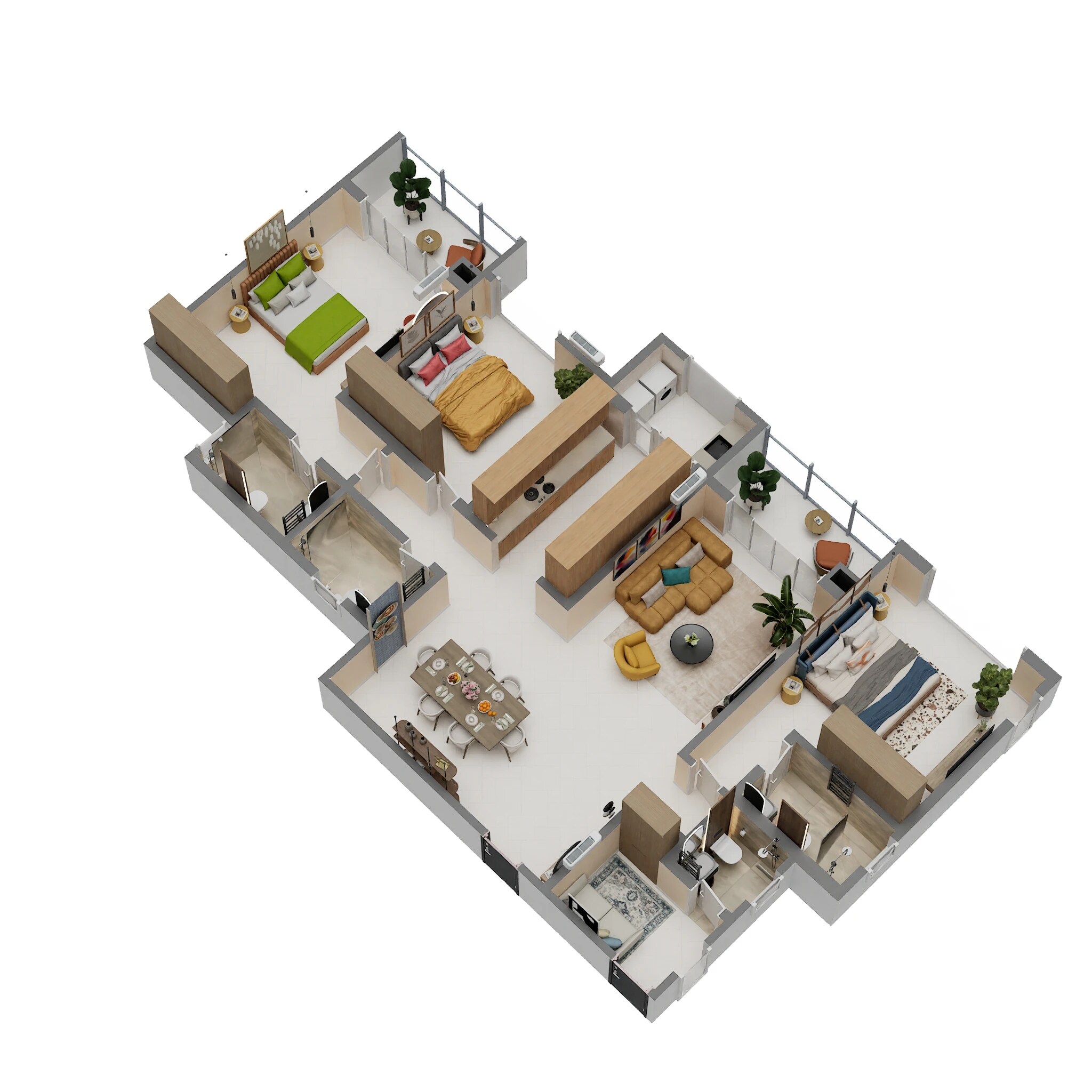Floor plan of 3 BHK 2195 Sq. Ft. Apartment in Godrej Aveline, Bangalore