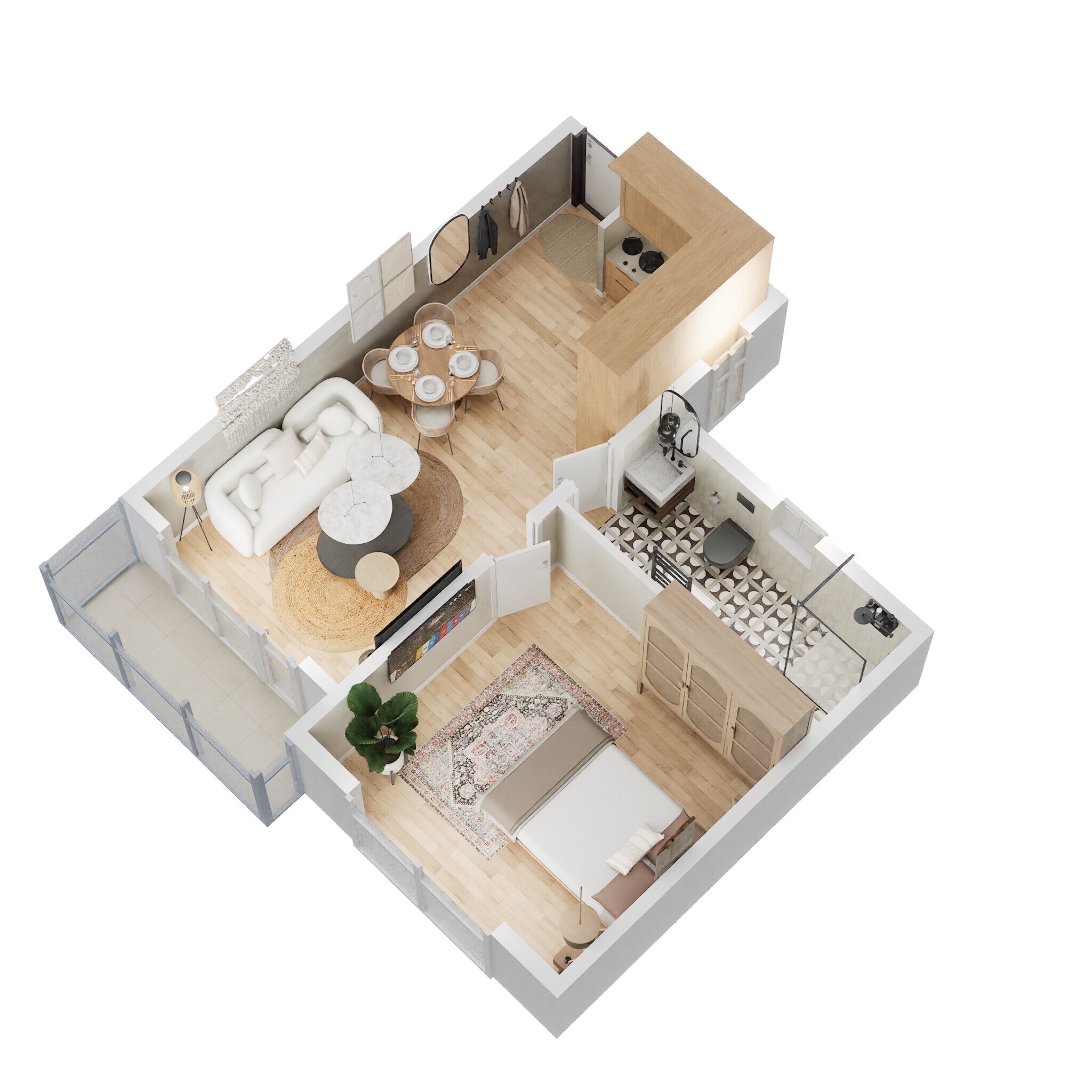 Floor plan of 1 BHK 786 Sq. Ft. Apartment in Godrej Royale Woods, Bangalore