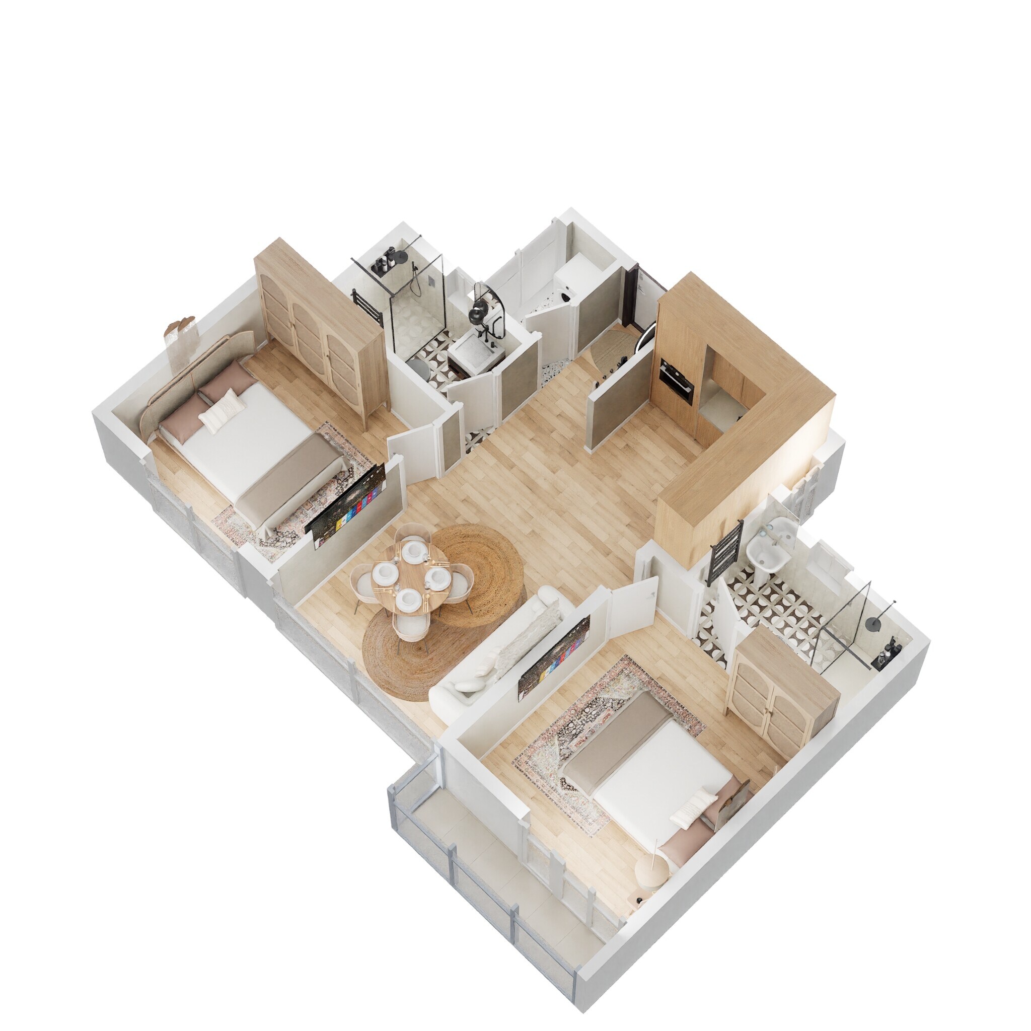 Floor plan of 2 BHK 950 Sq. Ft. Apartment in Godrej Royale Woods, Bangalore