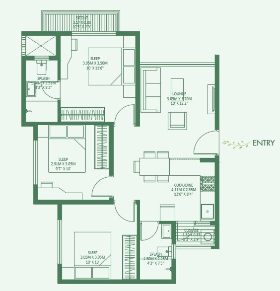  3 BHK Apartment at Godrej Royale Woods, Devanahalli – for Rent