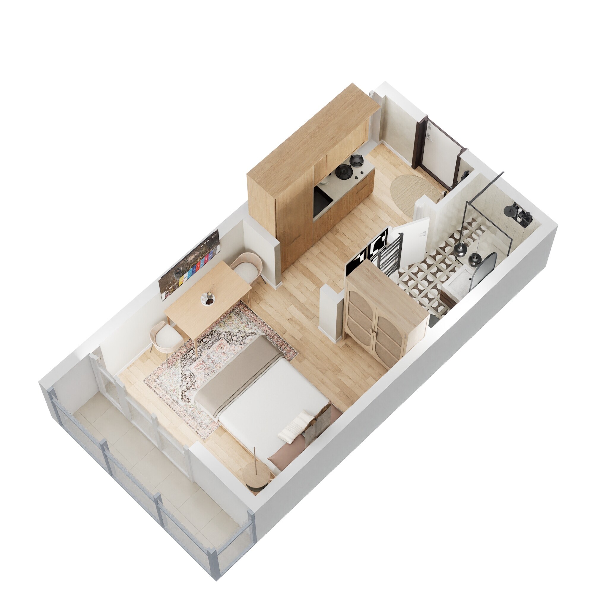 Floor plan of 435 Sq. Ft. Studio in Godrej Royale Woods, Bangalore