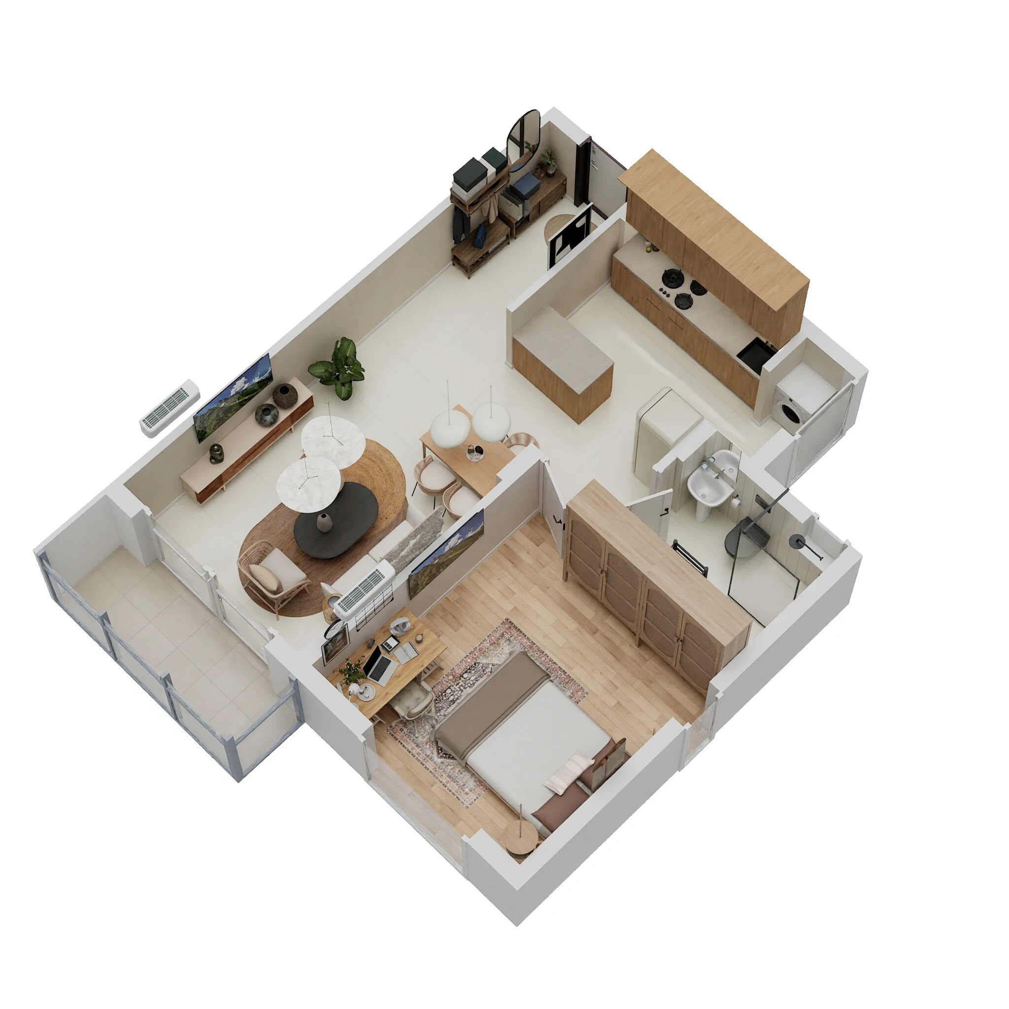 Floor plan of 1 BHK 694 Sq. Ft. Apartment in Godrej E City, Bangalore