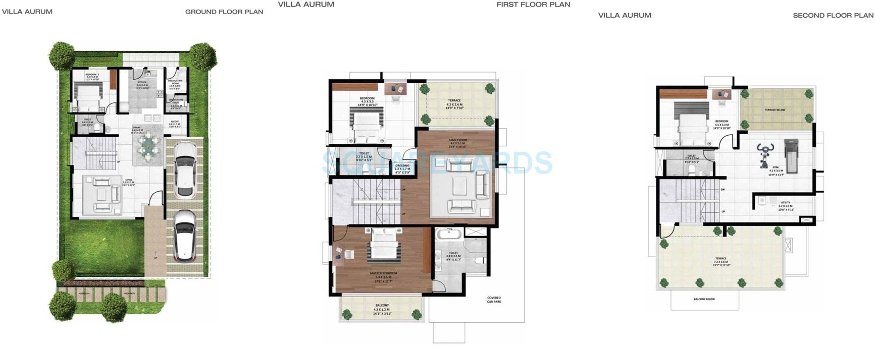 Floor plan of 4 BHK 3303 Sq. Ft. Villa in Godrej Gold County, Bangalore