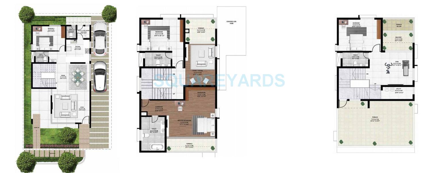 Floor plan of 4 BHK 3309 Sq. Ft. Villa in Godrej Gold County, Bangalore
