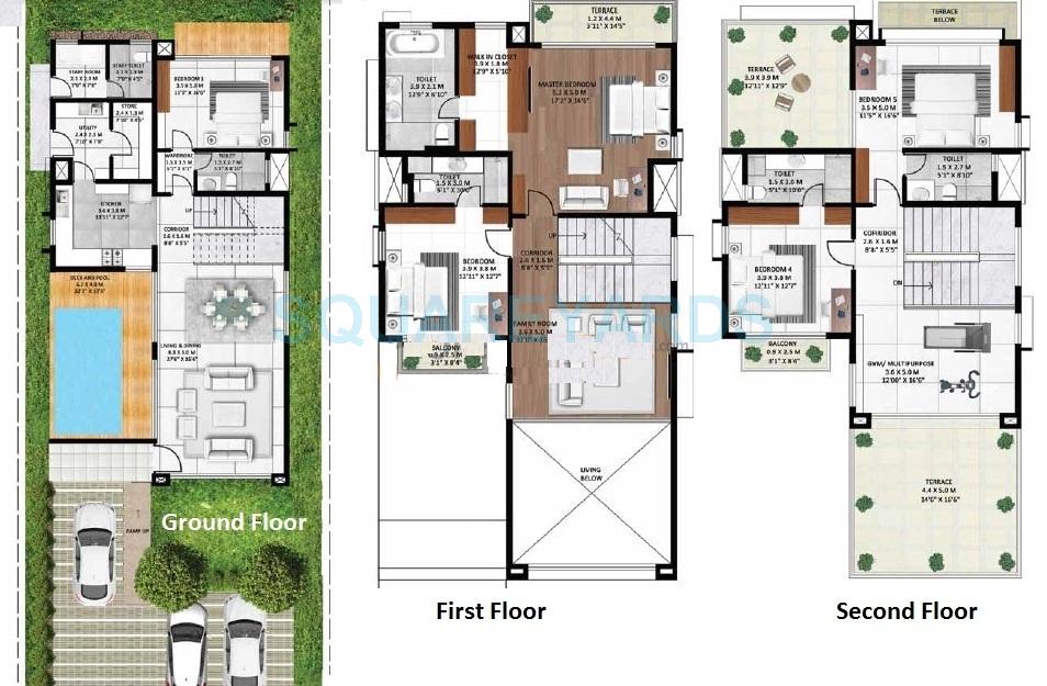 Floor plan of 5 BHK 4200 Sq. Ft. Villa in Godrej Gold County, Bangalore
