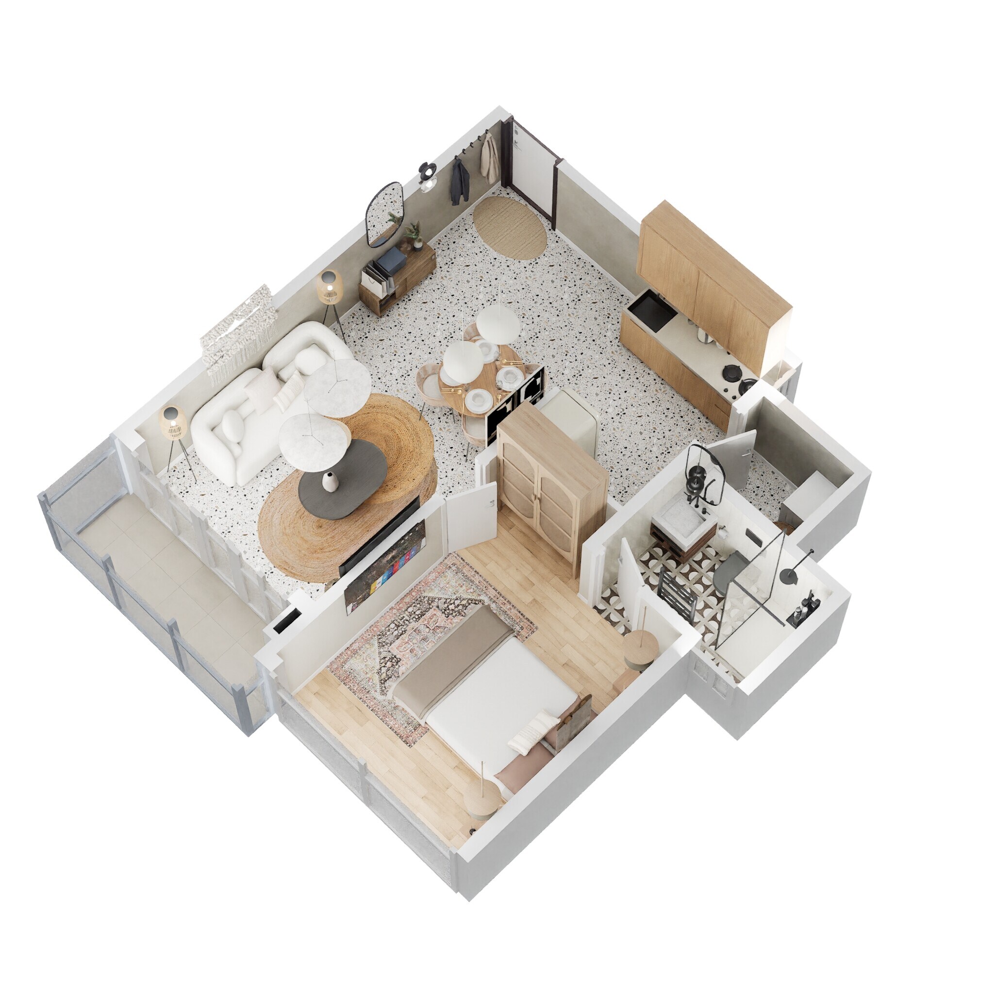 Floor plan of 1 BHK 752 Sq. Ft. Apartment in Godrej Lake Gardens, Bangalore
