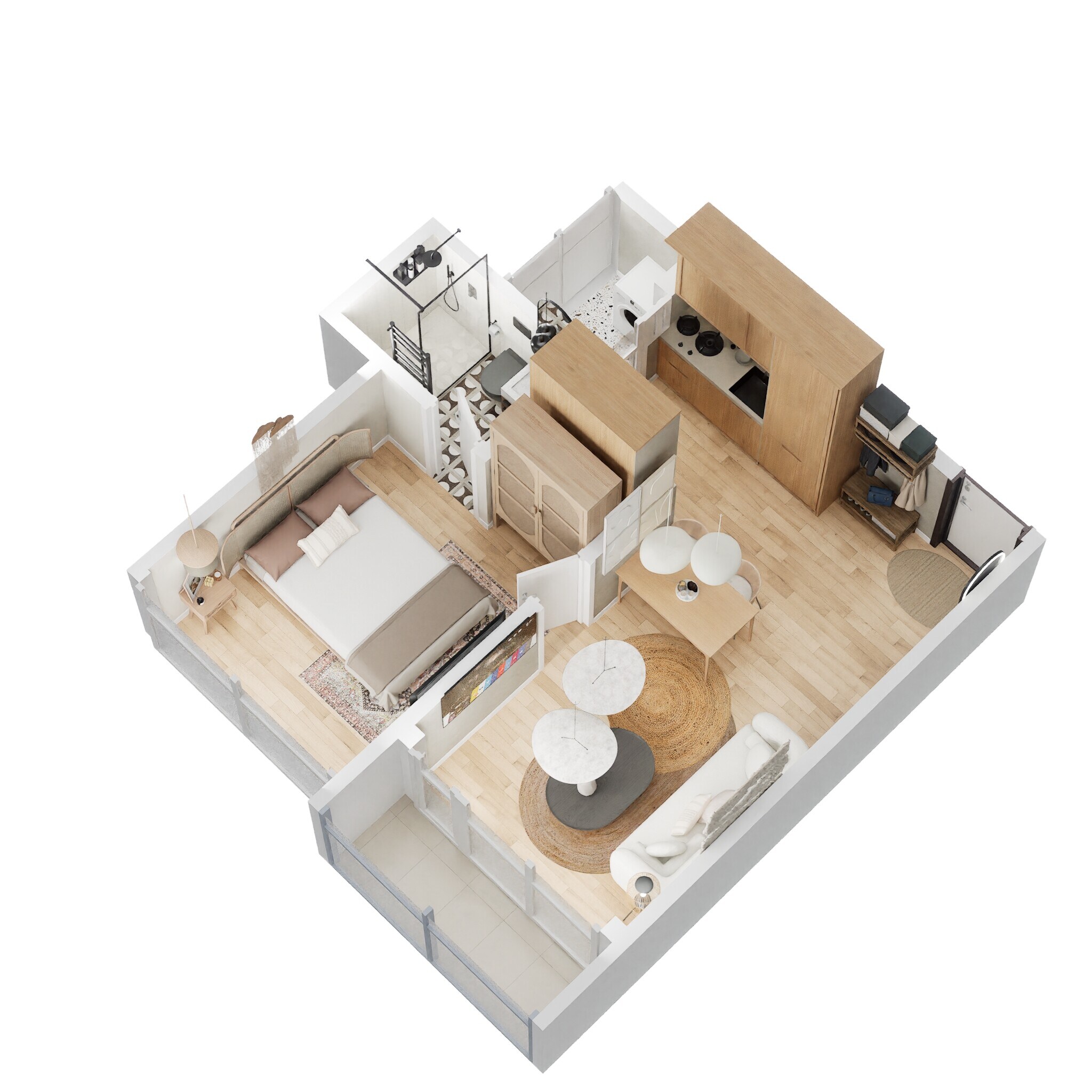 Floor plan of 1 BHK 757 Sq. Ft. Apartment in Godrej Lake Gardens, Bangalore