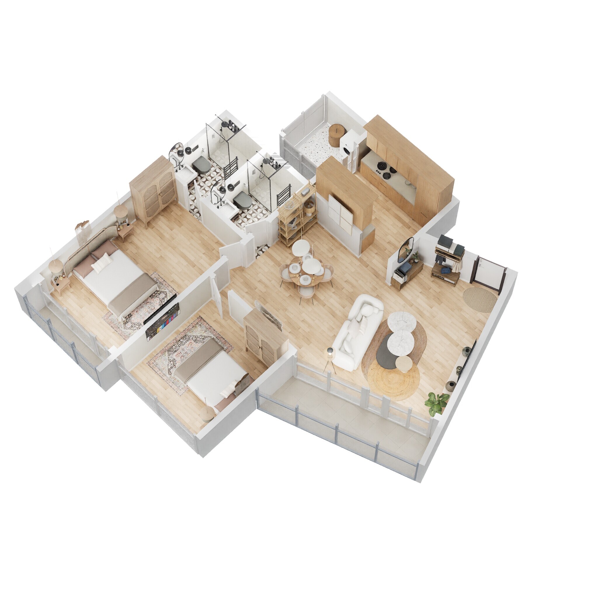 Floor plan of 2 BHK 1304 Sq. Ft. Apartment in Godrej Lake Gardens, Bangalore