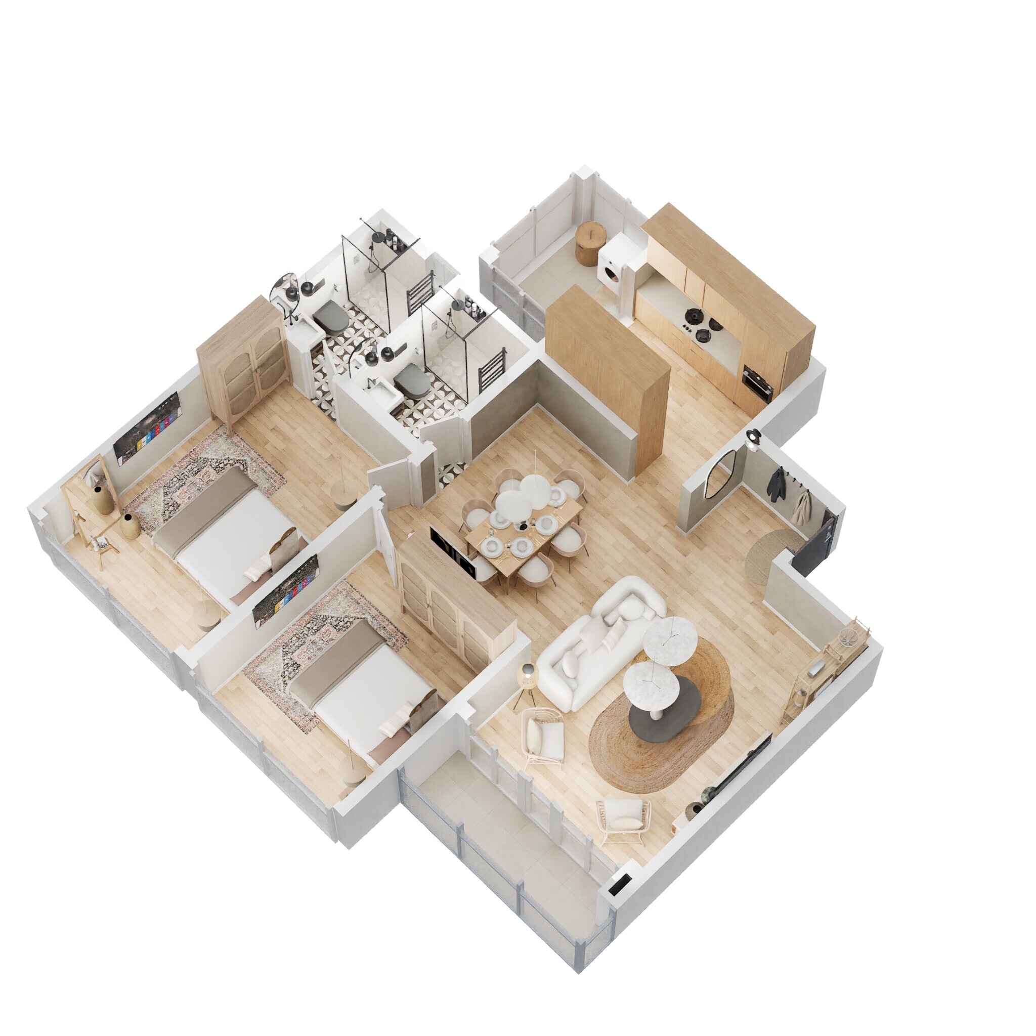 Floor plan of 2 BHK 1259 Sq. Ft. Apartment in Godrej Lake Gardens, Bangalore