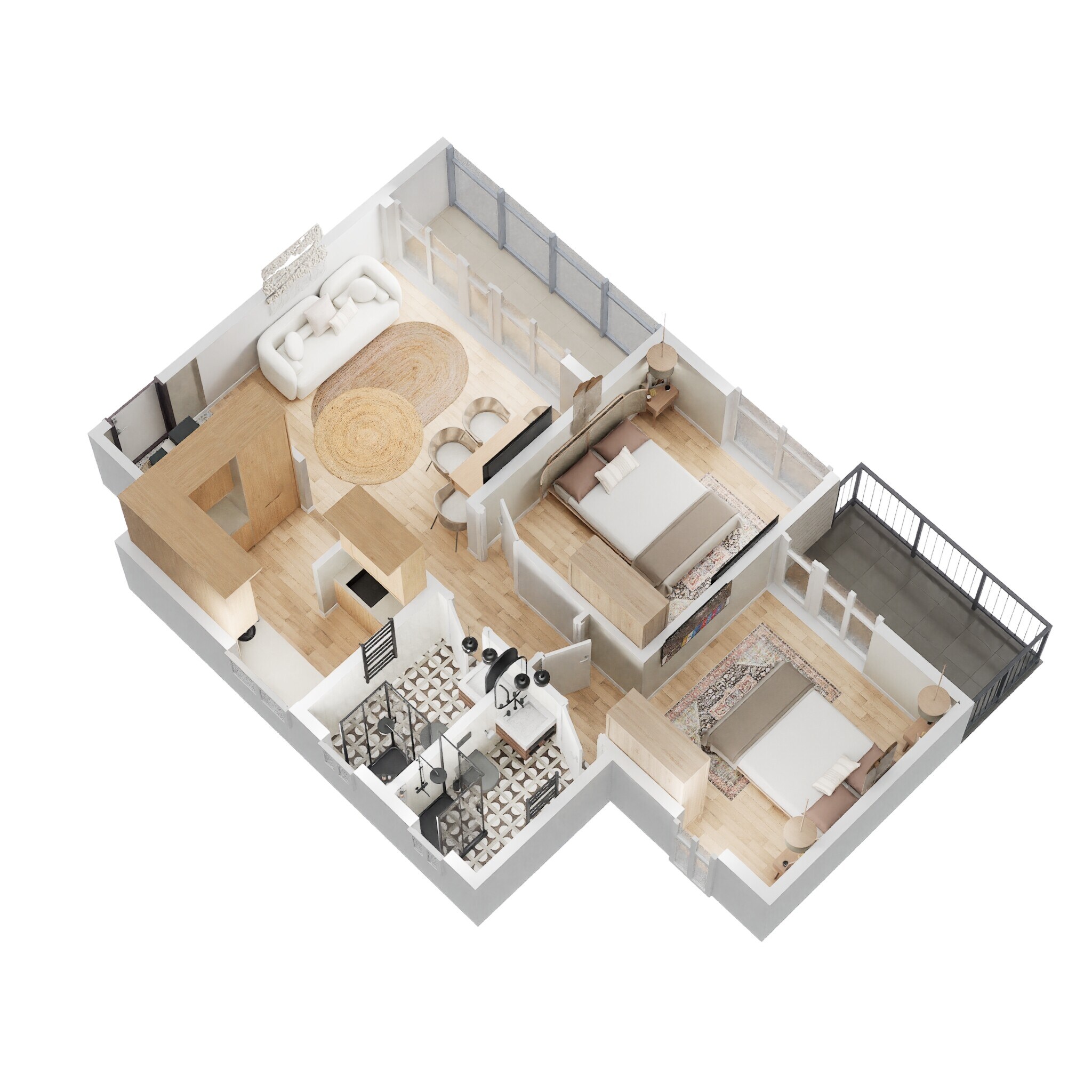 Floor plan of 2 BHK 991 Sq. Ft. Apartment in Godrej Nurture Electronic City, Bangalore