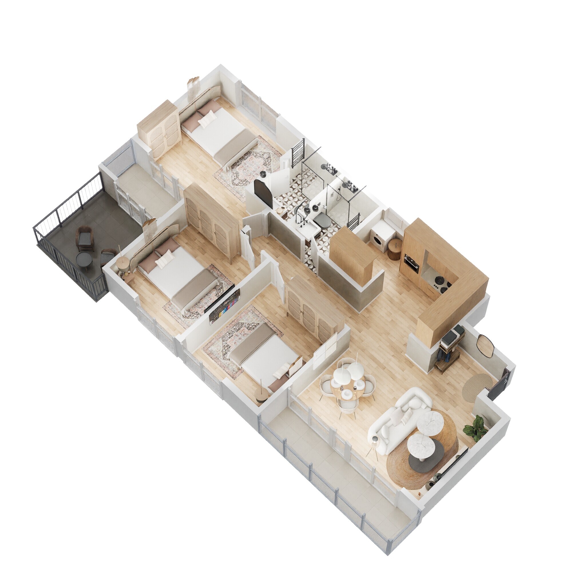 Floor plan of 3 BHK 1376 Sq. Ft. Apartment in Godrej Nurture Electronic City, Bangalore
