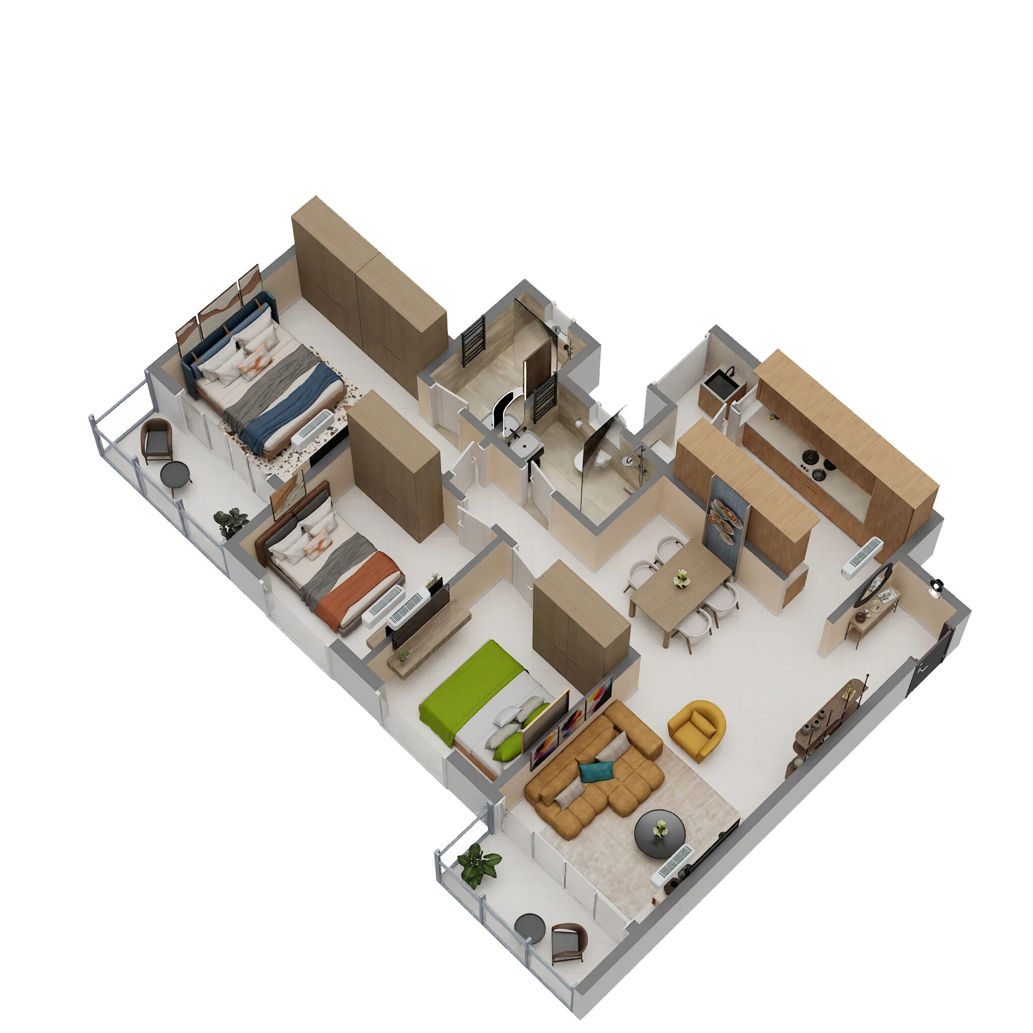 3 BHK 1600 Sq. Ft. Apartment